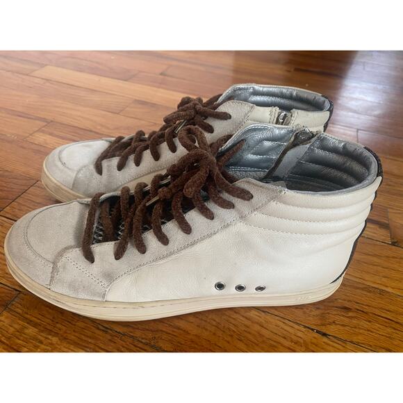 P448 / Ivory Snake-Print Soft Brown Shoelaces Skate High Top size 41/ US 10 - Picture 3 of 10
